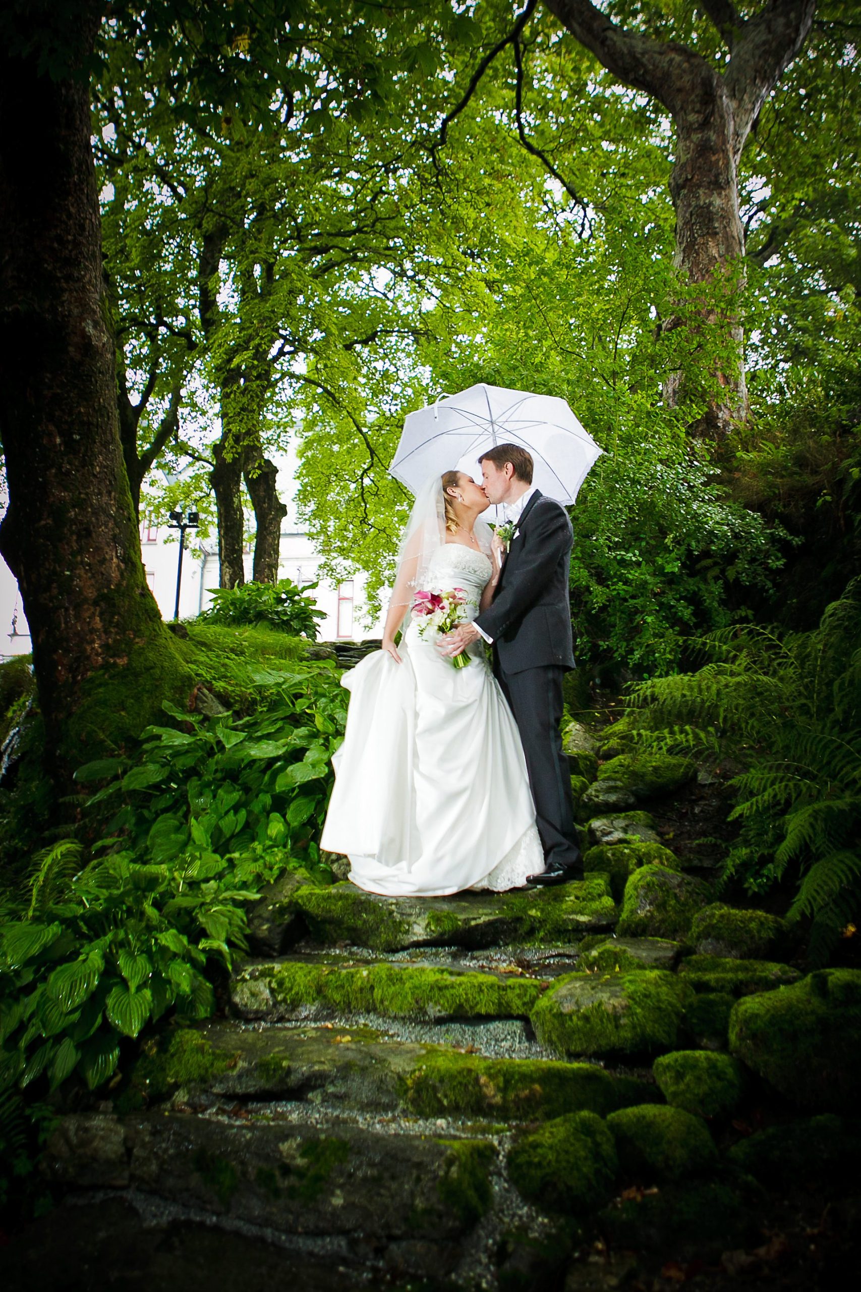 Bryllupsportrett i dramatisk fjellandskap