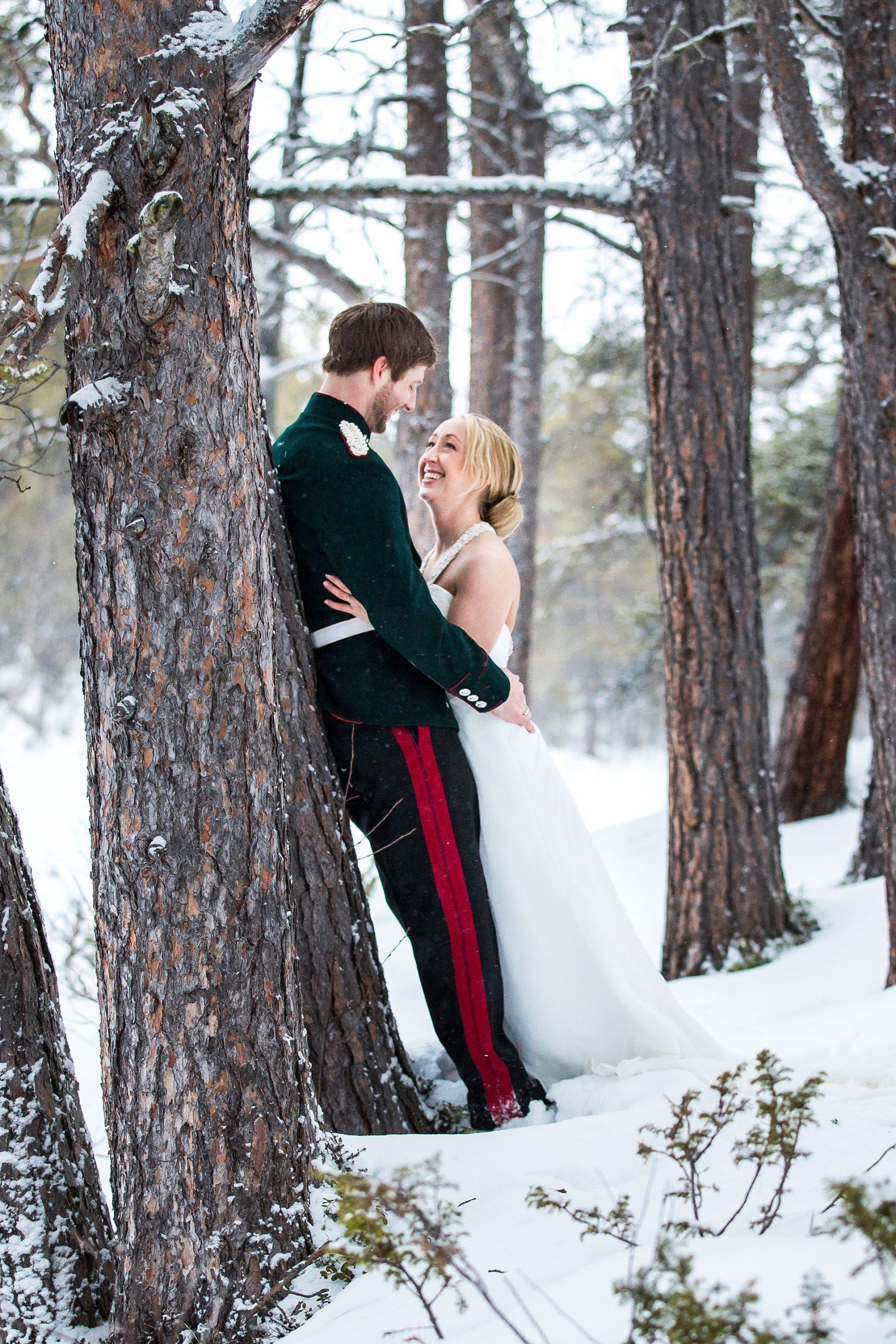 Bryllupsportrett i dramatisk fjellandskap